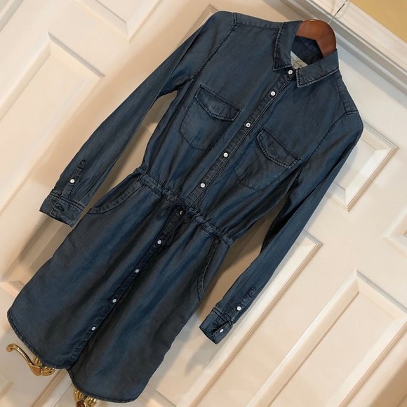 NWOT H&M LOGG Chambray Shirt Dress Drawstring S - Picture 1 of 6